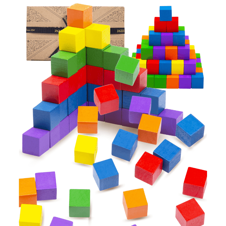 Colourful Building Blocks  Wooden Construction Cubes