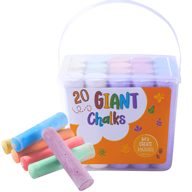 Set of 20 colourful giant chalks in storage box