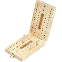 Quality wooden folding cribbage board with metal pins