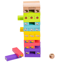 Front facing tumble tower with blocks coming out