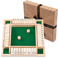 Shut the box with dice on top and numbers down