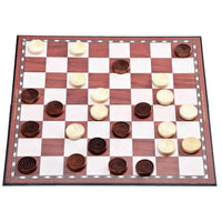 Folding 12 inch draughts set - board open with game in play