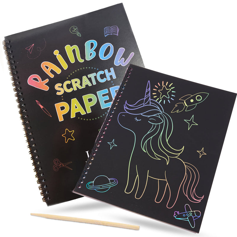 Kids-Rainbow-Scratch-Paper-Art-Book---With-scraping-tool-and-unicorn-picture