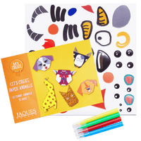 Let's create  paper animals sheet with pictures of animals along side stickers of animal features and pens
