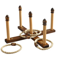 Family quoits game - quoits in play with 2 quoits on the centre peg and one on the 20 peg