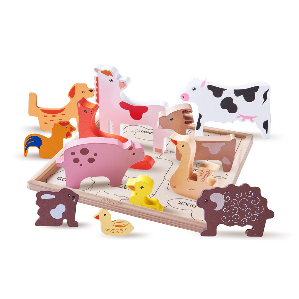 Wooden Animals Farmyard Puzzle – Jaques of London