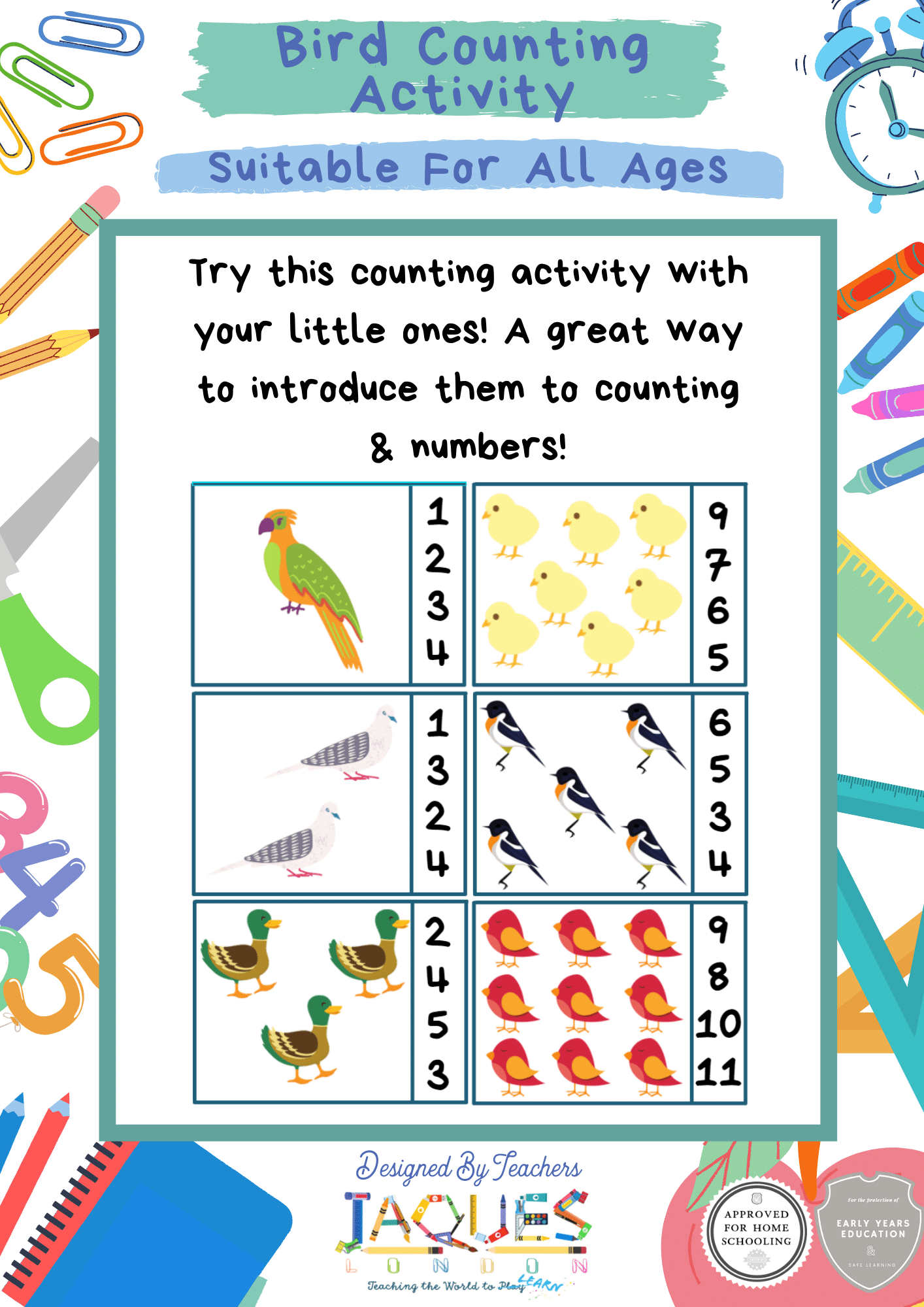 Counting Using Birds Bird Counting Maths Exercise - KS1 โ Jaques of London