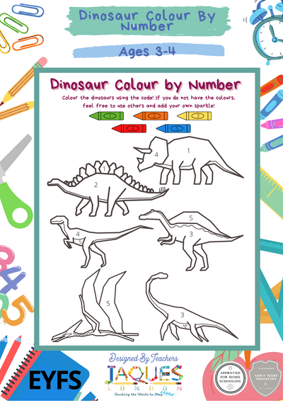Dinosaur Colour By Number