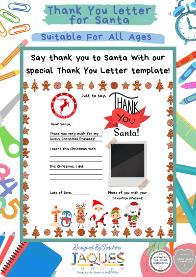 Thank you letter to Santa free printable resource