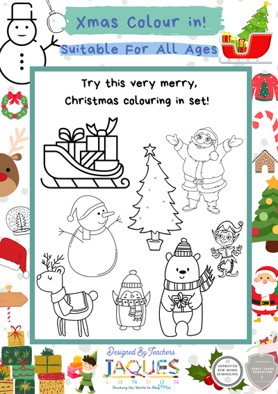 Eight Christmas Colouring In Pages