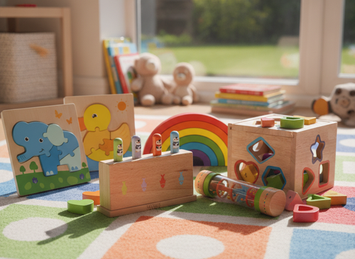 Montessori first play bundle for 1 year olds in a playroom 