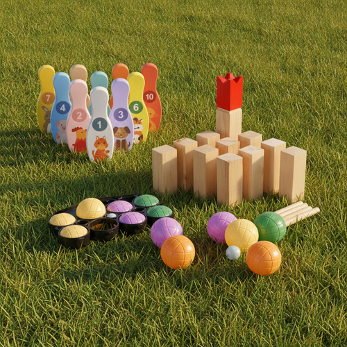 Garden activity pack for children on a lawn 