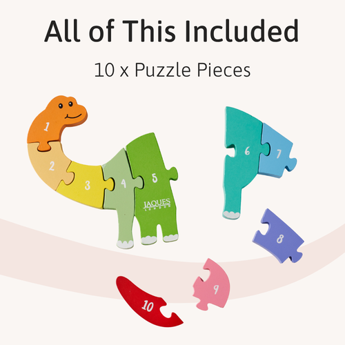 Colourful dinosaur counting puzzle pieces 