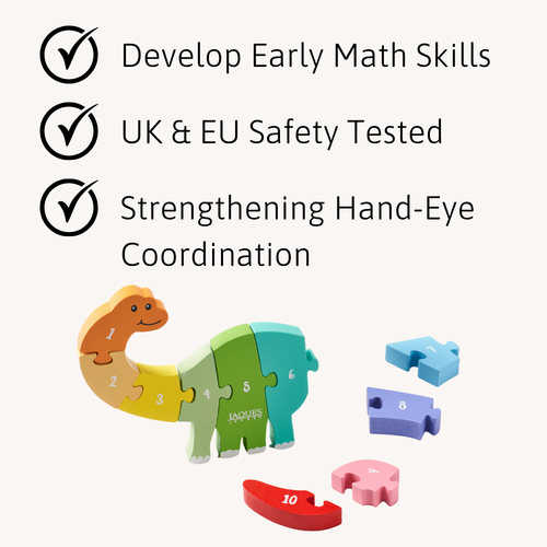 Image of colourful counting dinosaur showing 3 key feature 