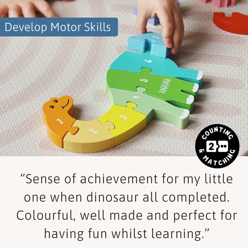 Image of colourful counting dinosaur with customer review 