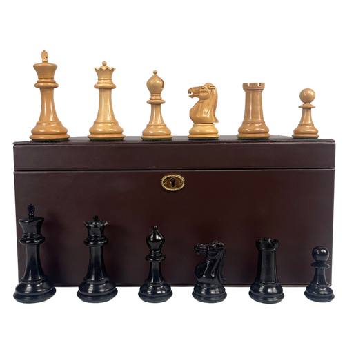 1894 Edition 4" Chess Pieces in Leather Casket