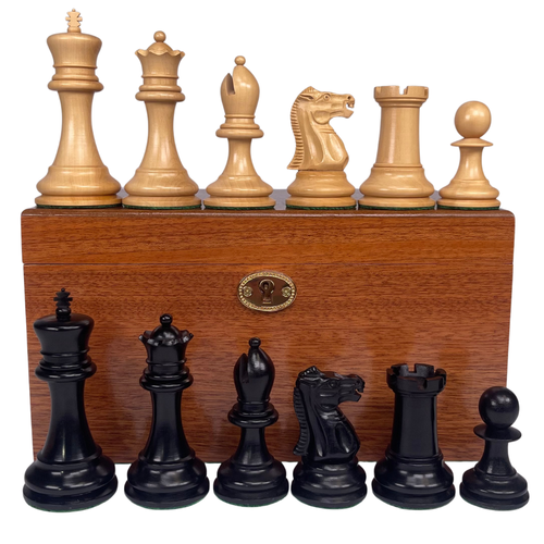 1890 Edition 3.5" Chess Pieces in Mahogany Box
