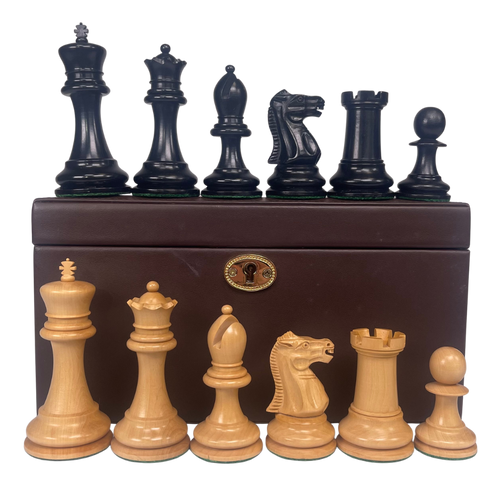 1890 Edition 3.5" Chess Pieces in Leather Box