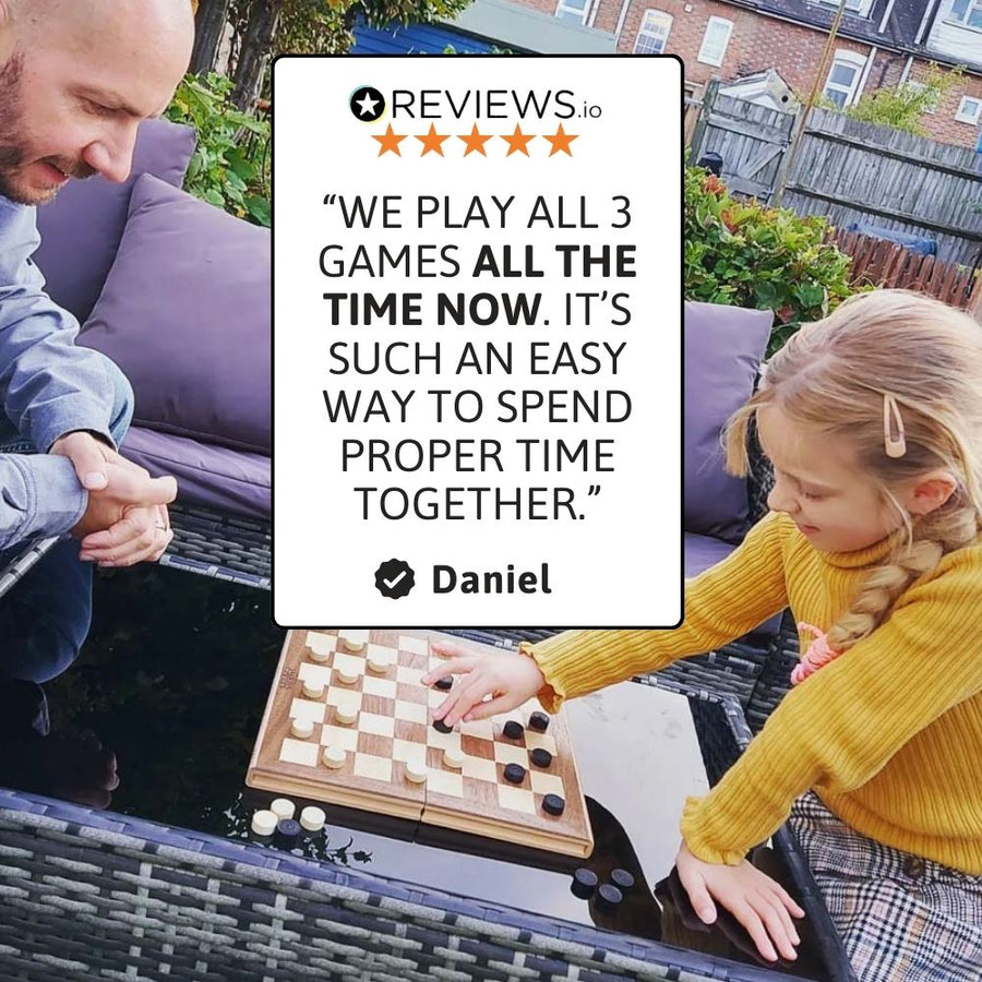 Folding Chess Set - Chess Draughts & Backgammon Set 10