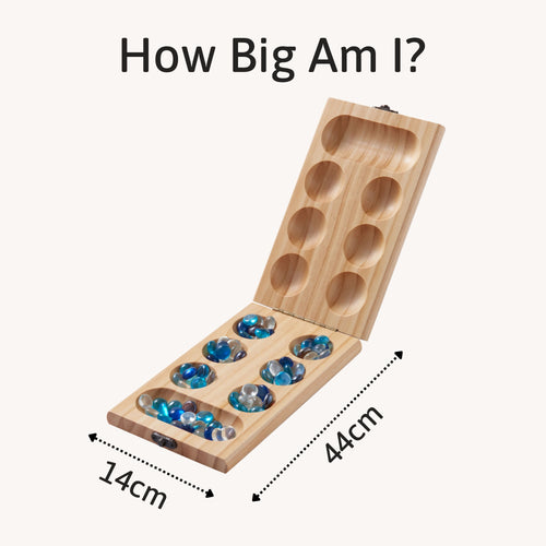 Shows the open board with dimensions of 44cm by 14cm, helping customers visualise its portable size. 