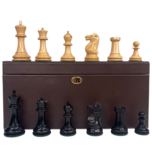 1855 Edition 4" Chess Pieces in Leather Casket