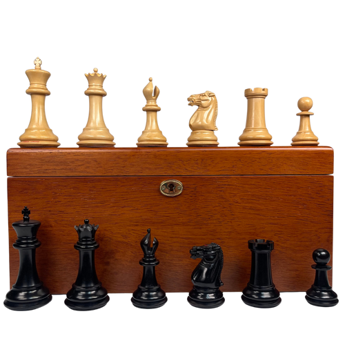 1849 4" Edition Chess Pieces (Leather Bases) in Mahogany Casket