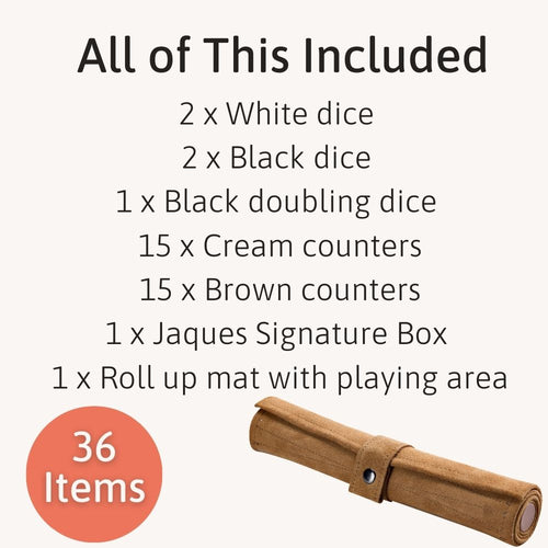 List of items included in a game set with a roll-up mat on a white background 