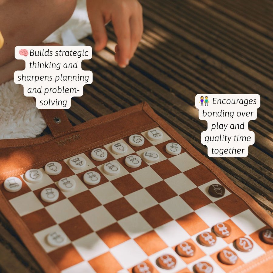 Travel Chess Set - Roll-up Leather Chess Board 2