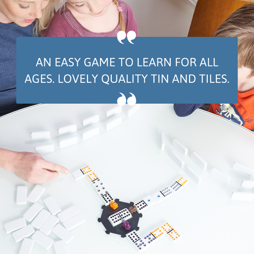 Children playing with a board game on a table, with text overlay about the game's quality.  