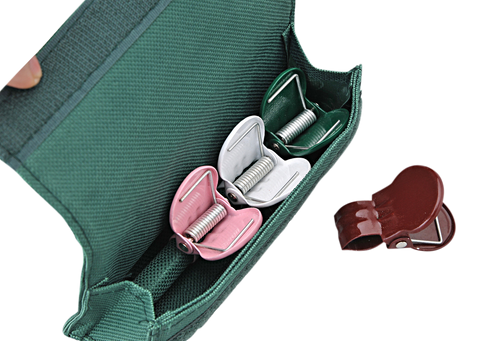  2nd Colour Croquet Clips - Pink, Brown, White and Green with Open Green Storage Case - 74423 