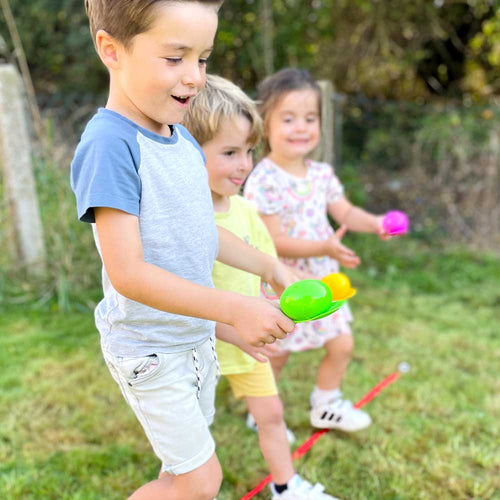  Kids playing with sports day activity set