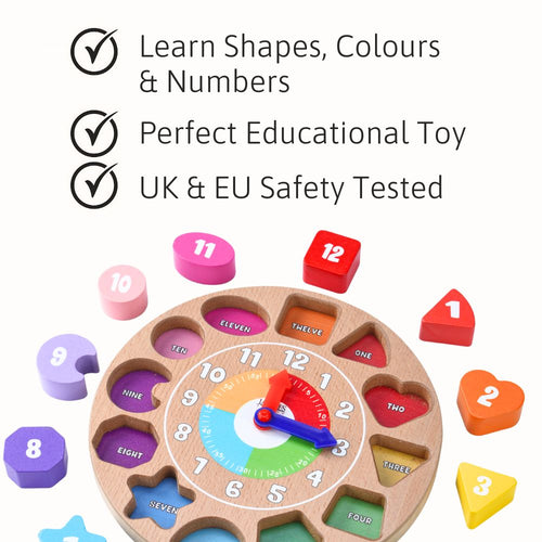 Educational toy with numbers and shapes on a white background 