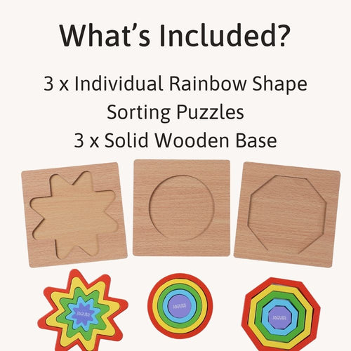 Wooden rainbow shape puzzles 
