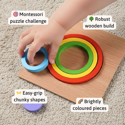 Wooden rainbow shape puzzles 