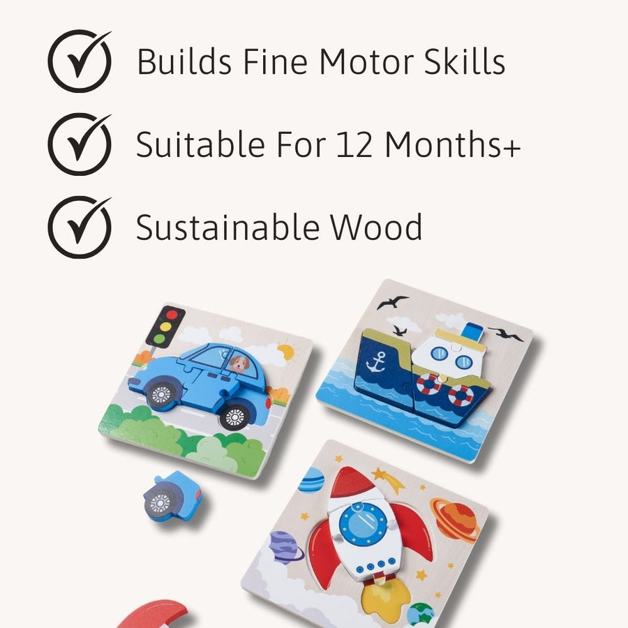 Wooden Car Jigsaw - Baby Transport Puzzle 5