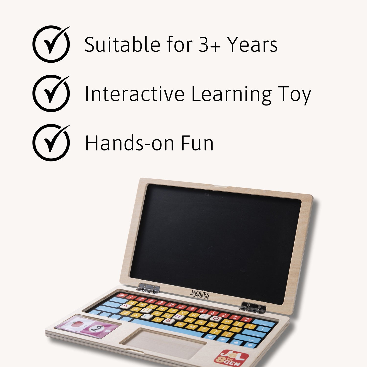 Notebook Computer Learning Toys Wooden Laptop | Magnetic Toy – Jaques of London