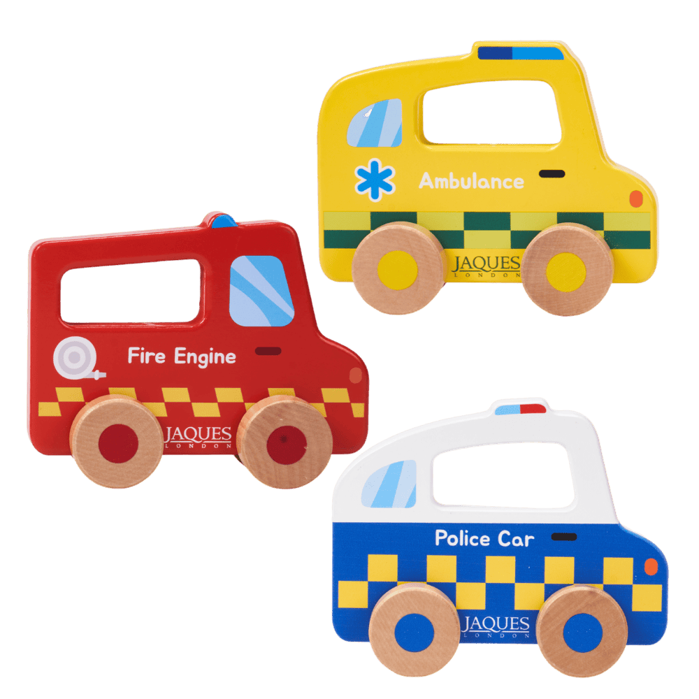 Wooden push along emergency vehicles