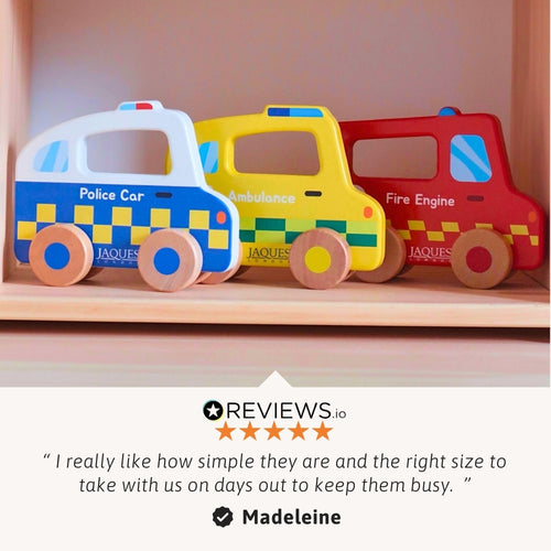 Wooden push along emergency vehicles 