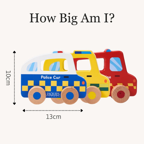 Wooden push along emergency vehicles 