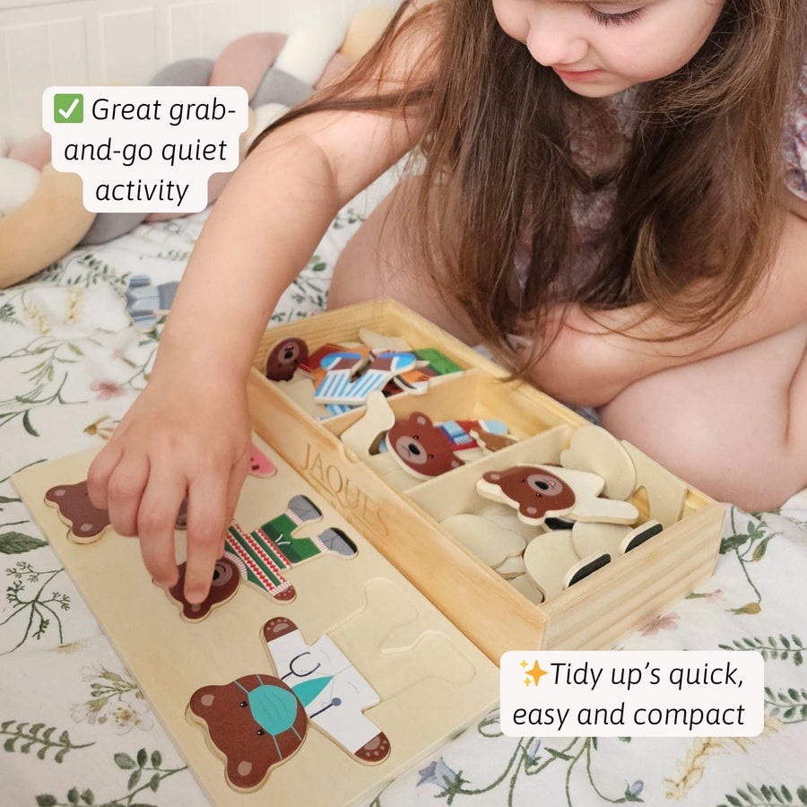 Wooden Puzzle Game - Bears Dress Up Set 3