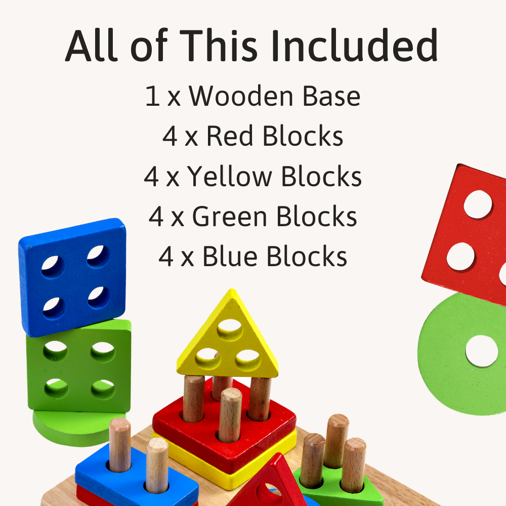 Wooden Puzzle Board | Geometric Stacking Toy – Jaques of London