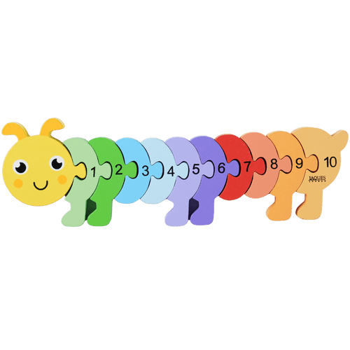 Colourful caterpillar-shaped numbers from 1 to 10 on a green background [fill]