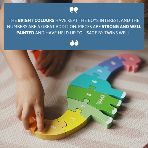 Image of colourful counting dinosaur with customer review 