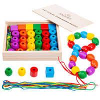 Kids Bead and String Lacing Toy-Set with 30 Wooden Beads, 2