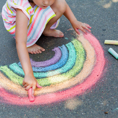  Rainbow drawn with giant chalks 
