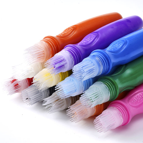 Close up image of the paint pens bristles of the brush 