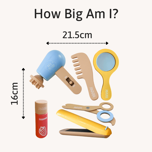 Set of baby toys with measurements on a white background 