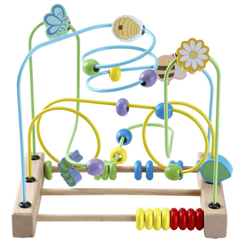 Colourful wooden toy with bead maze and abacus [fill]