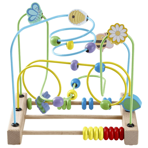 Colourful wooden toy with bead maze and abacus [fill]