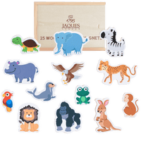 Animal magnets with wooden storage box